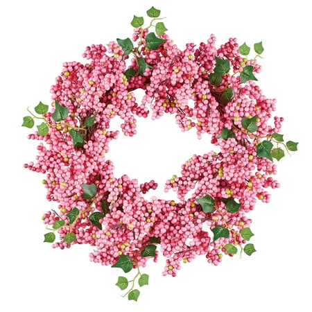 Berry Heart Wreath - Pink Berries and Twigs Wreath - Seasonal Window or Door Accent for Any Room in Home