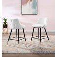thumbnail image 2 of Counter Stool Chair, Set of 2, Velvet, White, Modern Contemporary Urban Design, Bar Pub Cafe Bistro Hotel Restaurant Hospitality, 2 of 9