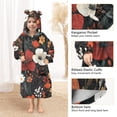thumbnail image 3 of FORMRS Wearable Blanket Hoodie with Sleeves for Kids Cozy Flannel Sweatshirt, Red Flowers Pattern, 3 of 7