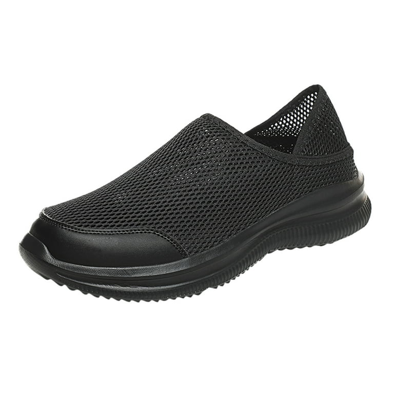 PEASKJP Mens Dress Shoes Men Breathable Flat Bottom Comfortable Non Slip  Sneaker Flats Fashion Sneakers Black 45