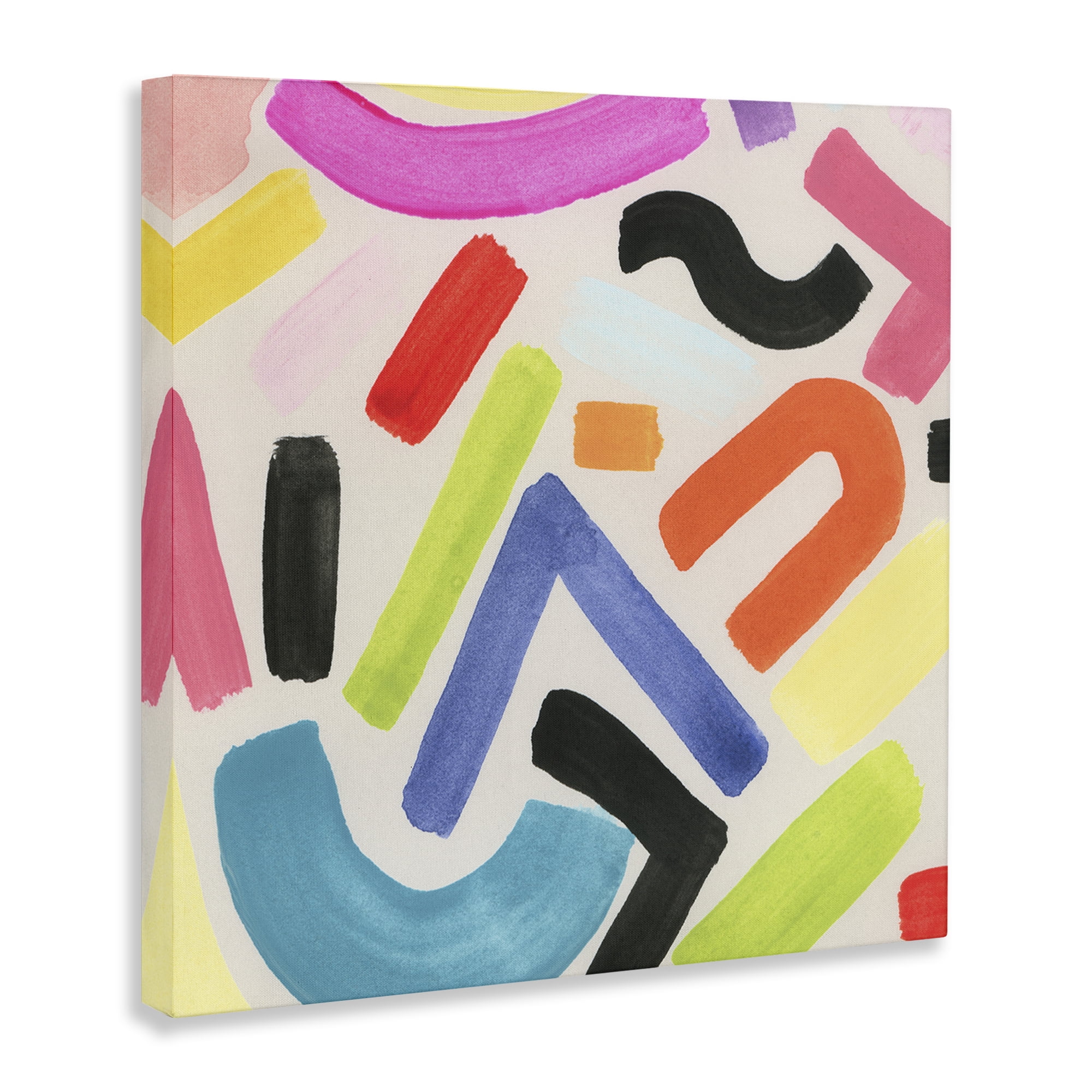 Stupell Industries Modern Squiggle Shapes Abstract Painting Wrapped Canvas Art Print Wall Art, 24 x 24