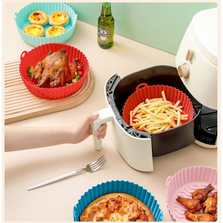 3-Pack Air Fryer Silicone Pot, 8.5 inch Air Fryer Basket, Food Grade Air  Fryer Accessories, Reusable Air Fryer Liner, Replacement of Parchment Liners,  No Need to Clean the Air Fryer(for 5QT or
