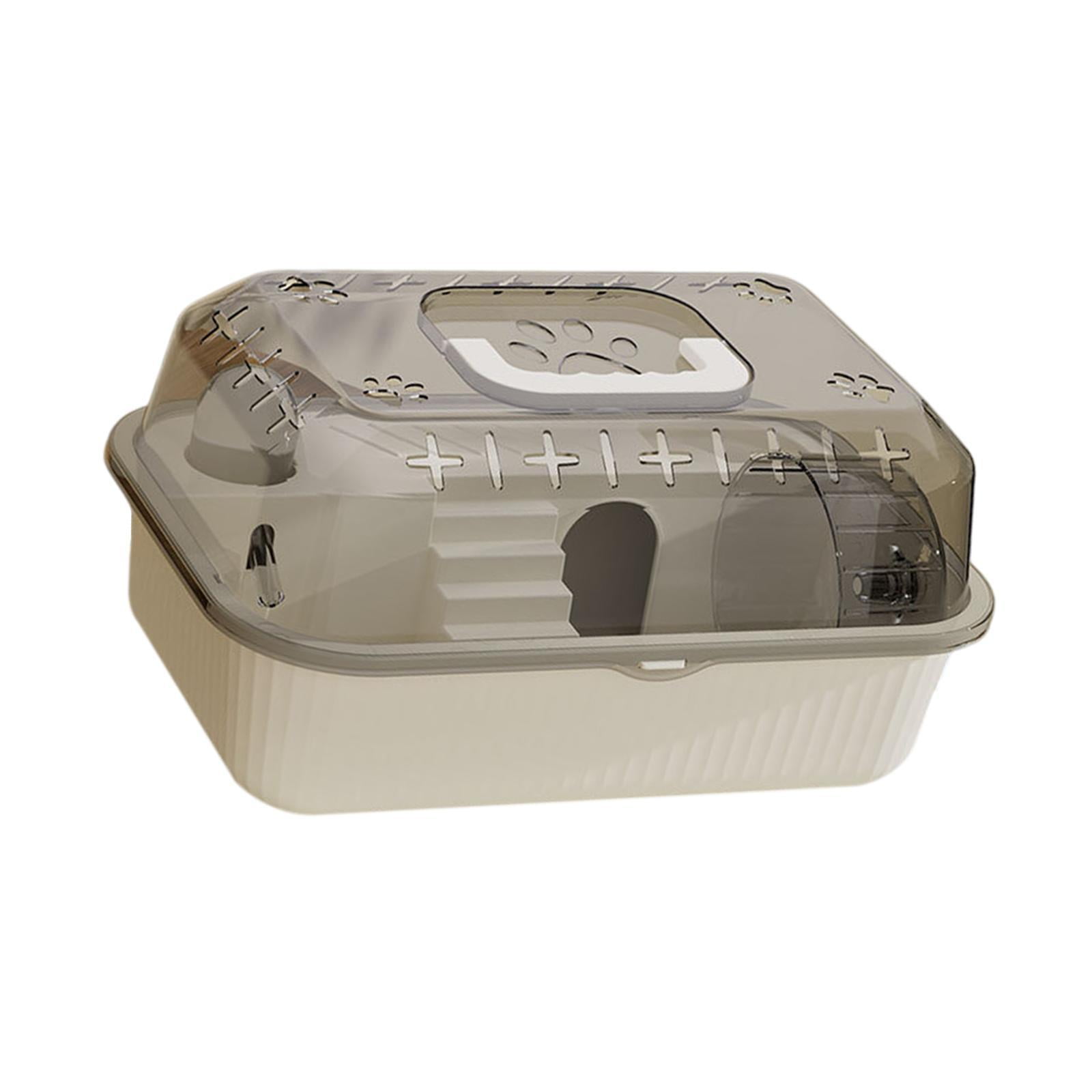 balikha Travel Transparent Hamster House Hamster Carry Case Cage Ventilation Portable Hamster Cage for Guinea Pigs Rats Small Animals Beige