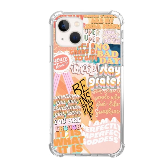 Peachy Aesthetic Quotes Case Compatible with iPhone 14 Plus,Unique Art Design TPU Bumper Cover Case