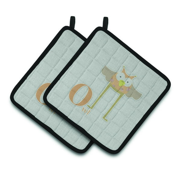 Caroline's Treasures Alphabet O for Owl Pair of Pot Holders