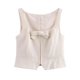 thumbnail image 3 of HH TRAF Top de mujer con cuello cuadrado liso, sin mangas, con lazo decorado, top corto de verano de un solo pecho, moderno para mujer, 3 of 5