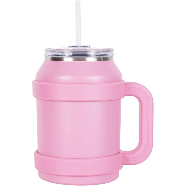 Termo de Acero Inoxidable de Doble Pared, 1.5 L Termo Grande, Vaso de Viaje Aisl con Tapa y Pajita, Mantiene el Frío Durante 10 Horas y el Calor Durante 8 Horas (Rosa)