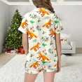thumbnail image 4 of Hiiyo Big Girls Pajama Set Cute Fox Print Short Sleeve Button Up Top Shorts Homewear, 4 of 5