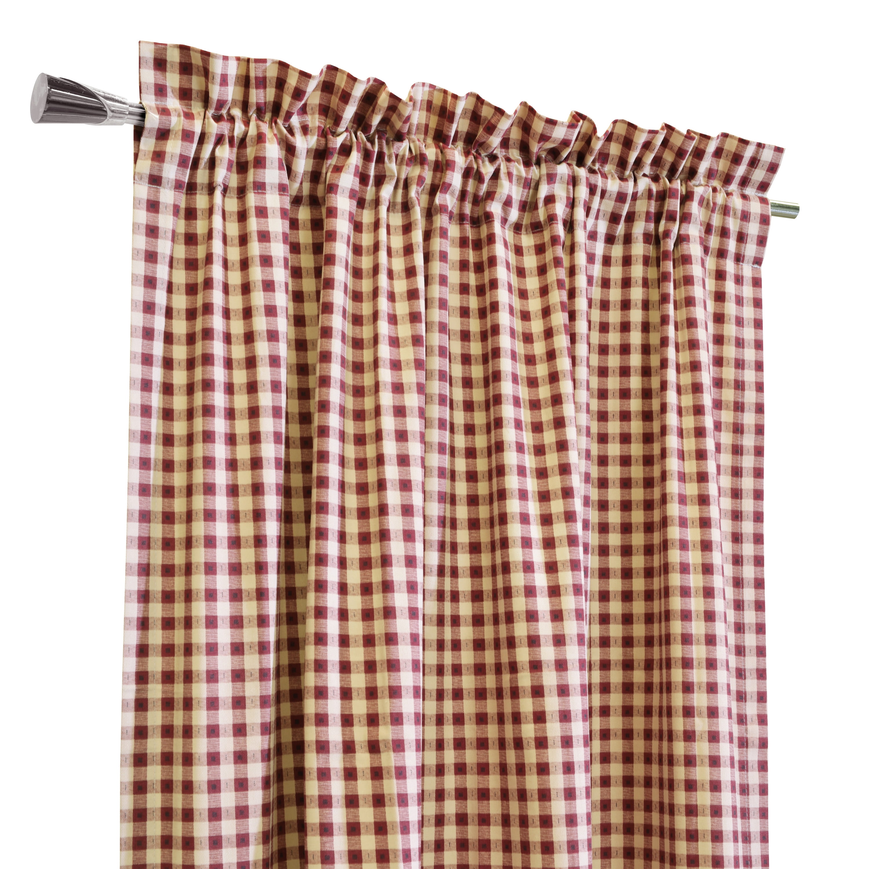 Checkers Patterned Cotton Duck Insulated Curtain Panel each 80" x 54" in Burgundy