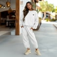 thumbnail image 3 of Dalix Butterfly Embroidery Sweatsuit Set Crewneck Jogger Soft Fleece Relaxed Fit Lounge Womens in White 3XL XXX-Large, 3 of 5
