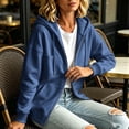 thumbnail image 4 of Guluxicc Fleece Hooded Jackets for Women Drawstring Full Zipper Long Sleeve Solid Athletic Jackets with Pockets for Workout Fall Winter Casual, 4 of 8