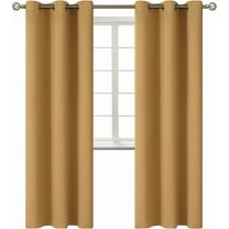 2 panels K68 gold color 100 % blackout thermal light blocking drapes for sliding patio window curtain top grommets noise reducing 37" wide X 63" length each panel
