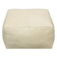 thumbnail image 5 of Java Pouf 22" Upholstered in Genuine Leather in Ivory and Contrast Stitching, 5 of 6