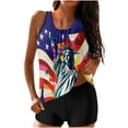 thumbnail image 5 of WREESH Women's Patriotic Tankini Swimsuit High-Waisted Two-Piece 4th of July Print Summer Swimwear Red, 5 of 6
