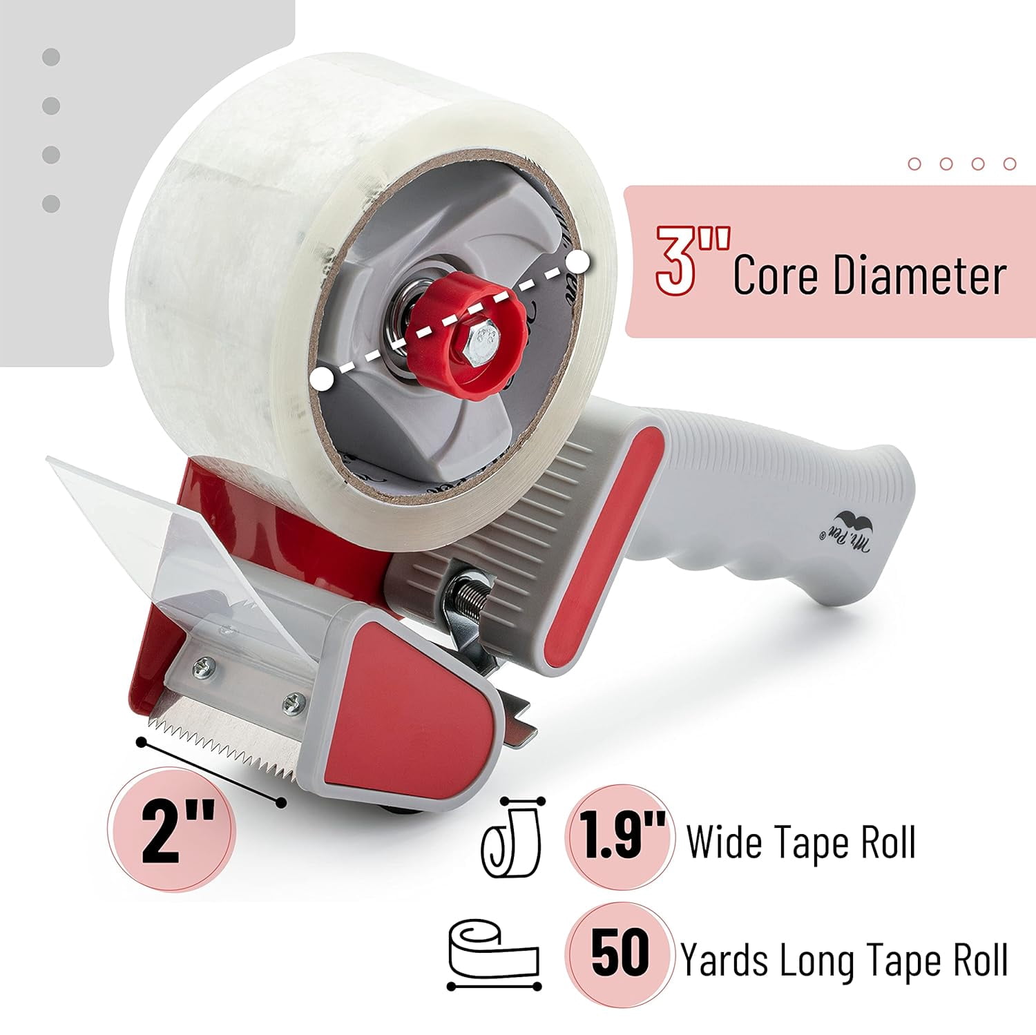 Mr. Pen- Heavy Duty Packing Tape Dispenser Gun, 2 Inch, Pack with Clear Rolls, Handheld Gun for Moving, Shipping, Sealing Boxes & Packaging