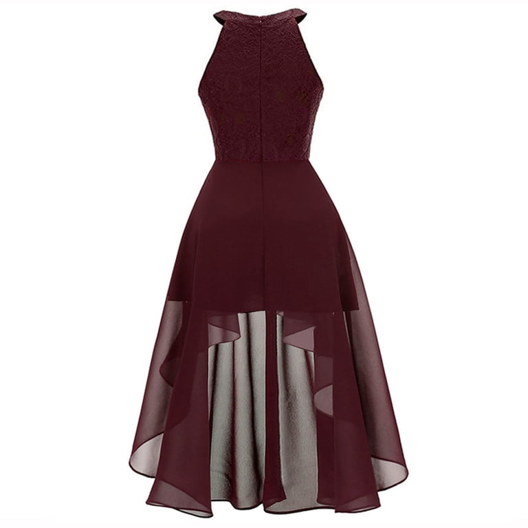 Honeeladyy Women Halter O Neck High Low Cocktail Skater Dress Lace Chiffon Zipper Irregular Hem A Line Bridesmaid Dress Wine XL - Walmart.com Honeeladyy Women Halter O Neck High Low Cocktail Skater Dress Lace Chiffon Zipper Irregular Hem A Line Bridesmaid Dress Wine XL - Walmart.com