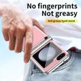 thumbnail image 7 of Nalacover for Samsung Galaxy Z Flip5 Protective Folding Case, S Pen Holder Hinge Protection Lytchee Pattern PU Leather Cover with Pen Stylus, Shockproof Full Coverage Case,Silver + Pink, 7 of 7