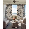 thumbnail image 6 of Boho Navy Blue Brown Blackout Curtains for Bedroom Living Room Darkening Curtains 84 Inch Length 2 Panels Set Southwestern Retro Geometric Window Curtain Window Treatment Grommet Drapes 42"x84", 6 of 9