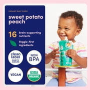 Cerebelly Organic Baby Food, Sweet Potato Peach, 4 oz Puree Toddler Pouches, 6 Pack