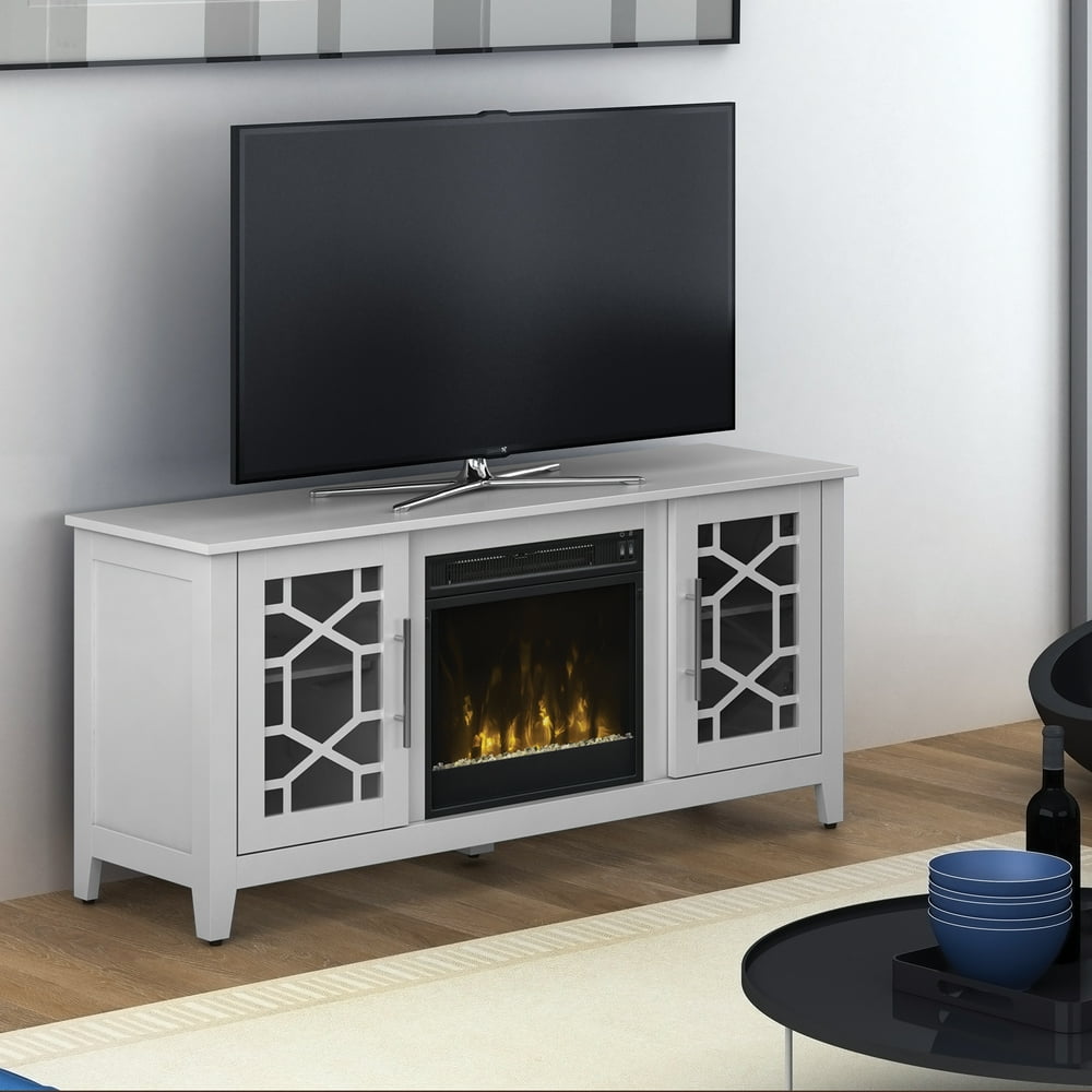Clarion TV Stand for TVs up to 60" with 18" Electric Fireplace, Pure