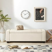 Weture Storage Ottoman Bench with Tufted, Safety Hinge & Upholstered Storage, Holds up to 330 lb , Beige