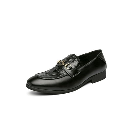 

Lacyhop Men Oxfords Buckle Brogues Formal Dress Shoes Office Block Loafers Lightweight Slip On Wedding Shoe Black 7.5