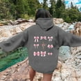 thumbnail image 4 of JTZGDY Fall Hoodies for Women Lightweight Casual Pink Ribbon Cross Printed Long Sleeve Drawstring Hooded Pullover Sweatshirts Loose Comfy Y2K Preppy Outfit Clothes 2025 Dark Gray XL, 4 of 6
