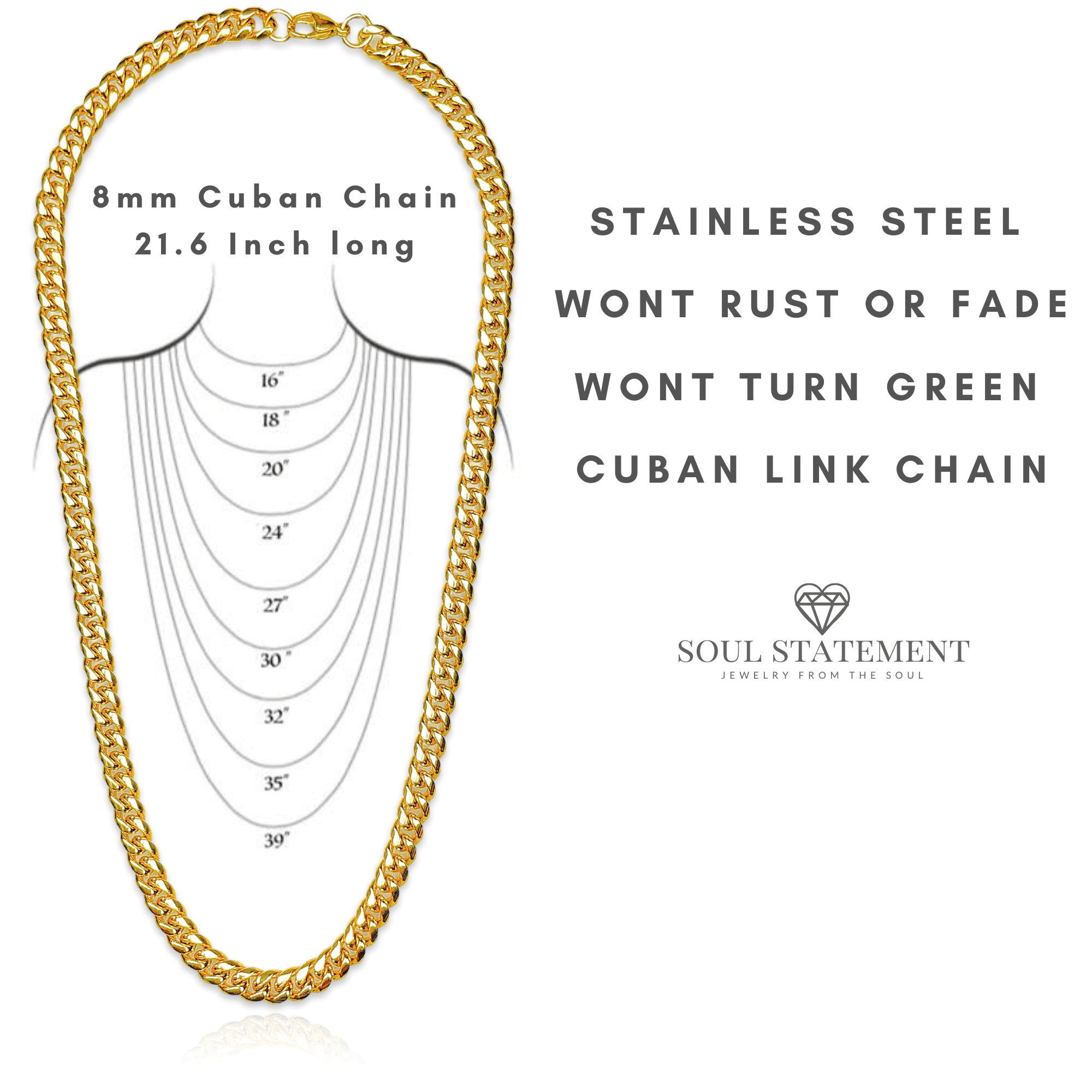 Soul Statement Cuban Chain Promise Necklace for Men - Durable Stainless Steel, Meaningful I Love You Card with Bible Verse, Anniversary for Husband, Boyfriend - Keepsake Gift Box (My Promise, Gold)