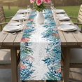 thumbnail image 4 of Coastal Teal Seaweed Table Runner 70 Inches, Summer Beach Coral Starfish Retro Bed Runner Dresser Scarves Tabletop for Indoor Outdoor Parties/Ceremony/Banquet, 13" x 70", 4 of 9