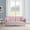 Pink, variant on Futon Sofa Bed,Convertible Velvet Nail Head Sofa Bed with Throw Pillow and midfoot,Adjustable Folding Accent Sofa Tufted Loveseat for Living Room Bedroom,Pink