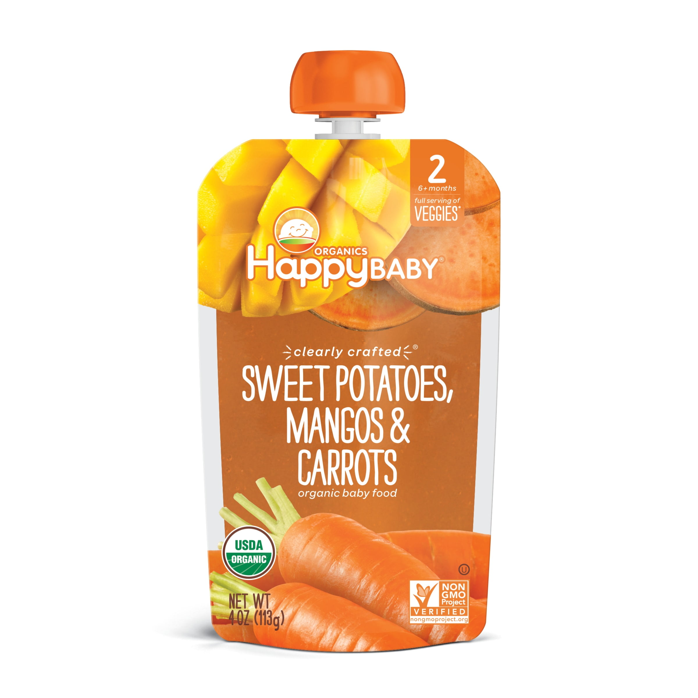 Happy Baby Organics Clearly Crafted, Stage 2, Sweet Potatoes Mangos & Carrots Organic Baby Food
