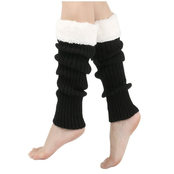 SwiftWear Leg Warmers for Women Girl Y2K Ribbed Leg Warmer Fleece Plush Trim Knitted Christmas Socks Calf Cover Boot Socks