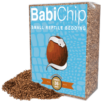 BabiChip Coconut Chip Substrate for Reptiles 36 Quart Loose Small Sized Coco Husk Chip Bedding for Ball Pythons, Snakes, Tortoises, Geckos, Frogs, or Lizard Terrarium Tanks