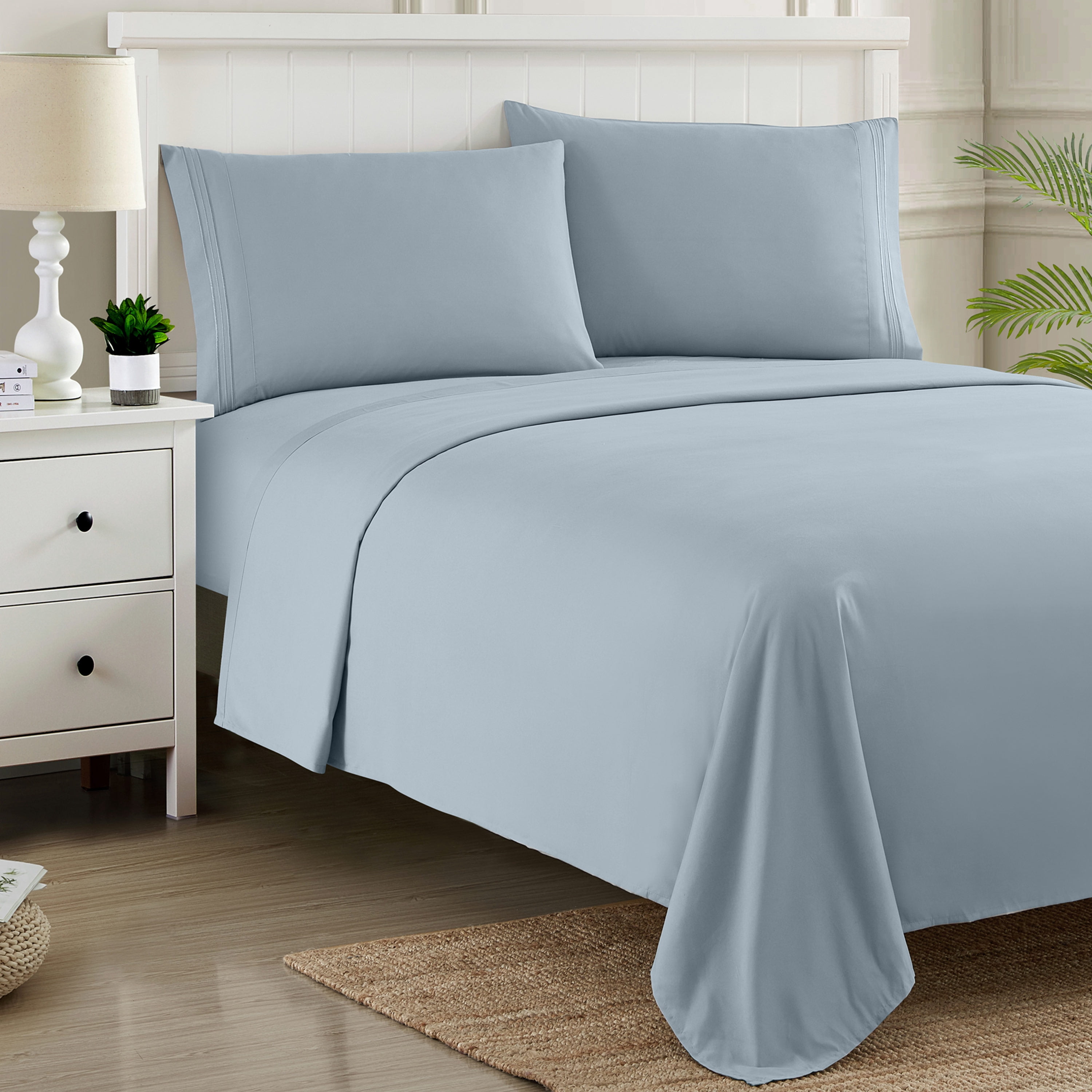 Sweet Home Collection 1800 Series Bed Sheets - Extra Soft Microfiber Deep Pocket Sheet Set - Misty Blue, Twin XL