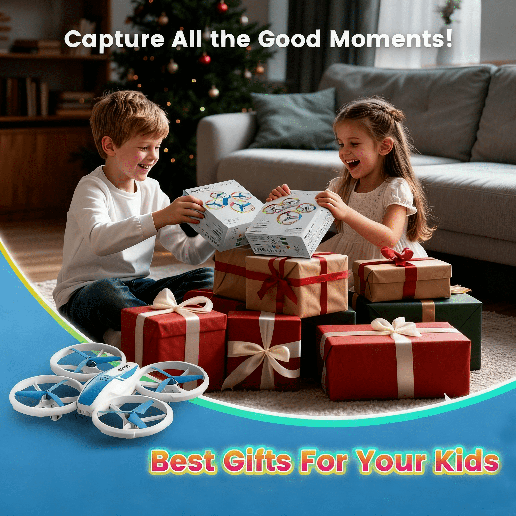 EACOPOL Kids Drone, Mini Drone, Beginner Drones with LED Lights for Kids, LED Remote Control Drone, Indoor Outdoor Mini Quadcopter Toy, Christmas Birthday Gift for Boys Girls (Blue)