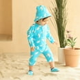thumbnail image 5 of Hienoo Baby Boys Long Sleeve Full Coverage One-Piece Swimsuit Sunsuit and Matching Hat, Sizes 1-7, 5 of 8