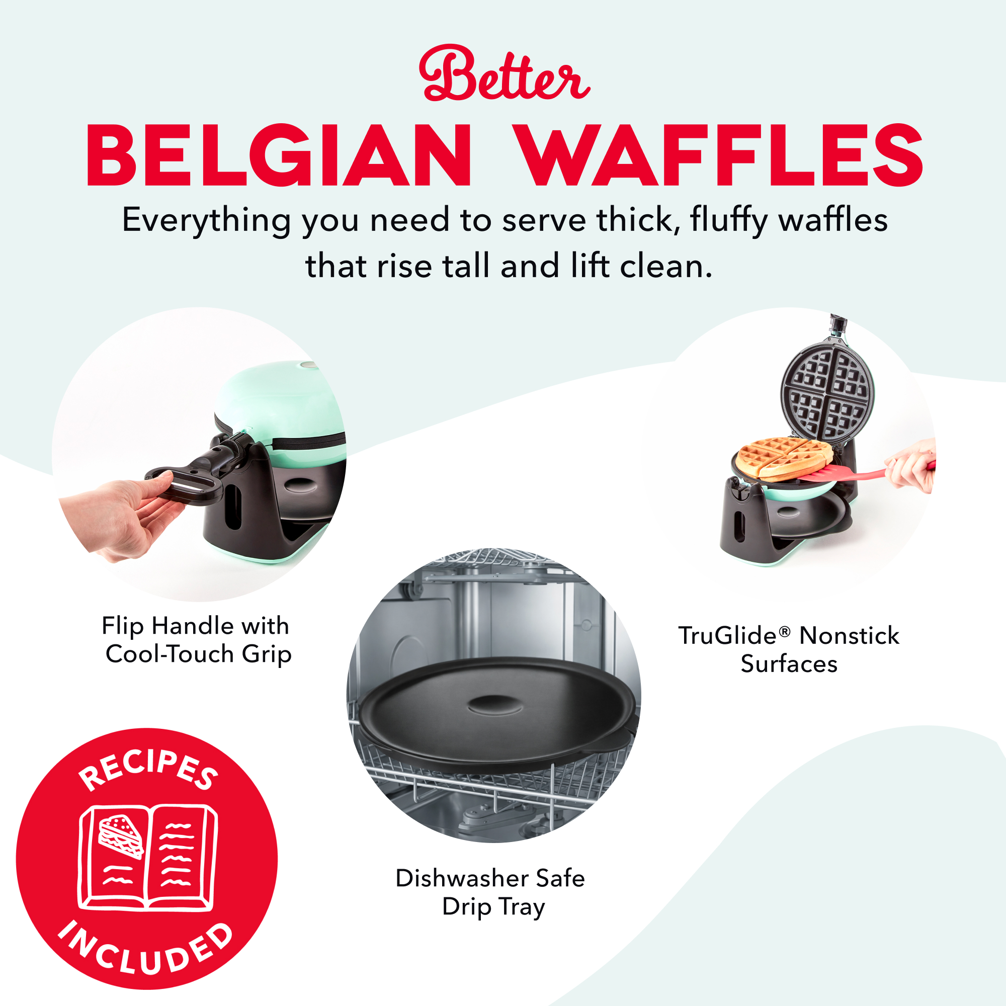 Dash Flip Belgian Waffle Maker, 6.5 Inch Nonstick, Black photo 5