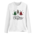 thumbnail image 4 of Cyber· Monday Under $5.00 Fayshow0 Ladies Merry Christmas Plaid Print Christmas Tree Casual Long Sleeve Round Neck Top T-Shirt, 4 of 7