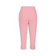 thumbnail image 4 of SELONE Pink Capri Pants for Women Plus Size Mid Waist Lounge Pants with Pockets Trouser Pants Casual Beach Pants Pull on Solid Soft Tapered Lightweight Comfortable L Breathable Summer Clothes, 4 of 6