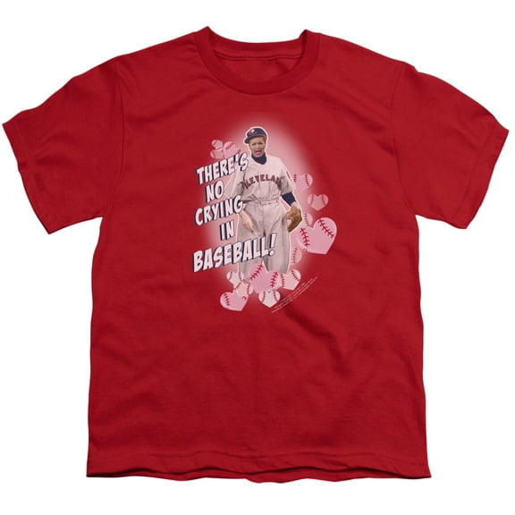 Trevco Sportswear  I Love Lucy No Crying In Baseball Youth Short Sleeve T-Shirt, Red - Small