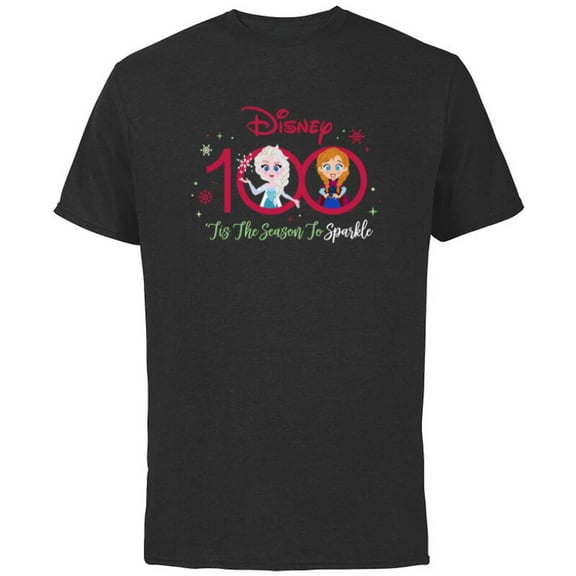 Disney 100 Frozen Elsa Anna Christmas the Season to Sparkle - Short Sleeve Cotton T-Shirt for Adults - Customized-Navy