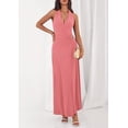 thumbnail image 6 of PRETTYGARDEN Holiday Cocktail Dresses for Women Summer Elegant V Neck Halter Backless Wedding Guest Party Midi Dress, 6 of 7