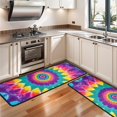 thumbnail image 3 of Kitchen Rugs Sets Of 2,Rainbow Tie Dye Radial Pattern Anti Fatigue Kitchen Mat Rugs Non Slip Washable,Decorative Kitchen Floor Mats for Kitchen,Sink,Laundry,17"x47"+17"x47", 3 of 5