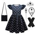 thumbnail image 1 of Wednesday Addams Costume Robe d'Été pour Filles pour Enfants Costumes de la Famille Addams Robe de Fête Cosplay d'Halloween, 1 of 6