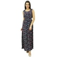 thumbnail image 2 of Bimba Women's Casual Bowling Print Round Neck Elastic Waist Maxi Summer Dress, 2 of 7