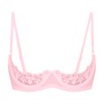 thumbnail image 1 of renvena Women's Lingerie Bras Balconette Mesh Underwired Shelf Bra Unlined Sheer Bralette Pink XXL, 1 of 5