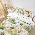 thumbnail image 2 of Castle Fairy Girls Watercolor Deer Hedgehog Squirrel Bedding,Dreamy Floral Animal Rabbit Duvet Cover Full,Green Pink Cream,Reversible,3pcs,No Comforter,1 Duvet Cover and 2 Pillowcases, 2 of 6