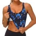 thumbnail image 3 of Balery cool blue flower Skull Pattern Racerback Sports Bras for Women - Padded Seamless High Impact Support for Yoga Gym Workout Fitness-X-Large, 3 of 8