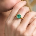 thumbnail image 4 of Gem Stone King 5.00 Ct Cushion Green Malachite 18K Yellow Gold Plated Silver Double Prong Ring, 4 of 6