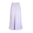 thumbnail image 2 of Pxiakgy skirts for women Women's Skirt Stretch Waist High Solid Satin Dress women's skirts Purple + L, 2 of 5
